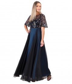 Long dress with sequin embroidery