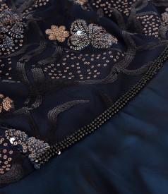 Long dress with sequin embroidery