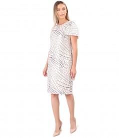 Elegant dress with pearls on the sleeves