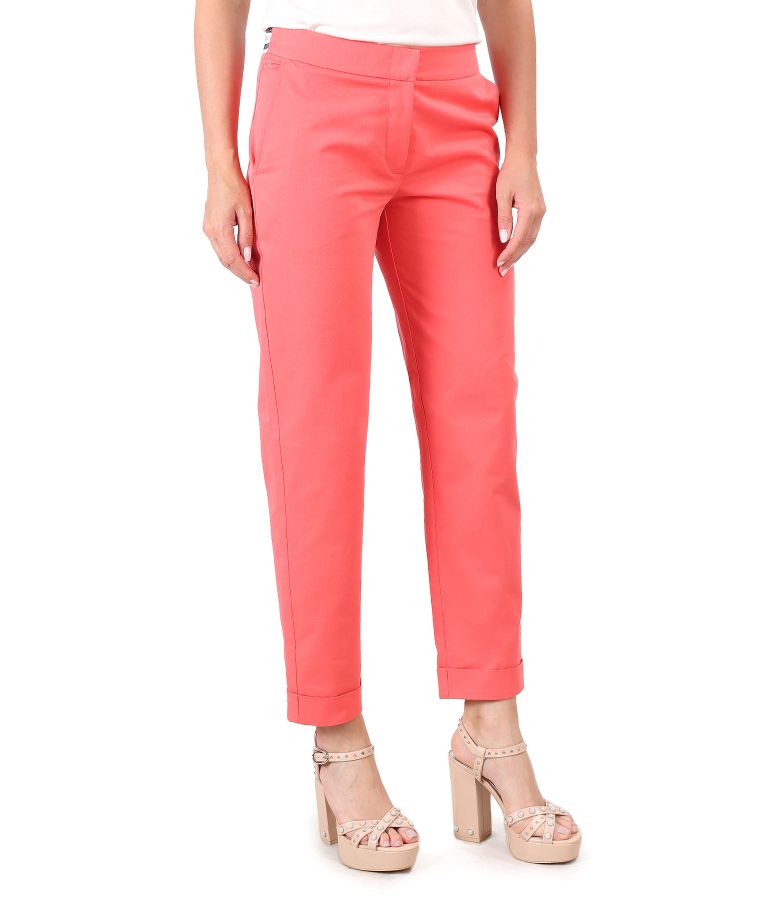 Cotton pants with lycra grenadine red - YOKKO