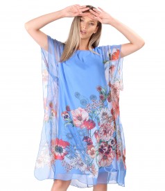 Butterfly veil dress printed with floral motifs