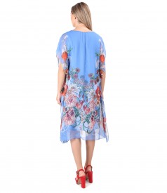 Butterfly veil dress printed with floral motifs