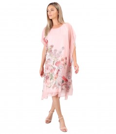 Butterfly veil dress printed with floral motifs