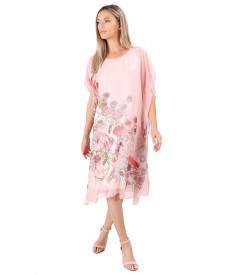 Butterfly veil dress printed with floral motifs