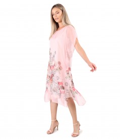 Butterfly veil dress printed with floral motifs