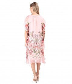 Butterfly veil dress printed with floral motifs