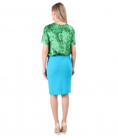 Office outfit with natural silk blouse and tapered skirt