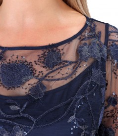 Lace evening dress with sequins