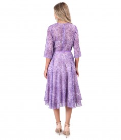 Printed veil elegant dress with a velvet bow