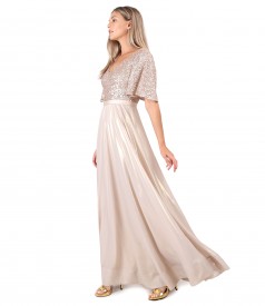Long dress with bust with sequins
