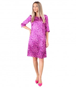 Casual dress made of natural silk with floral motifs