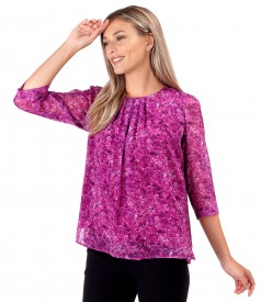 Casual veil blouse with pleats at the decolletage