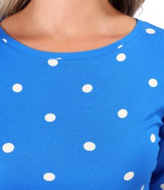 Polka dot printed elastic jersey blouse