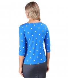 Polka dot printed elastic jersey blouse