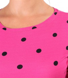 Polka dot printed elastic jersey blouse