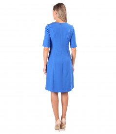 Flared office dress with decorative stitching