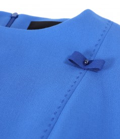 Flared office dress with decorative stitching