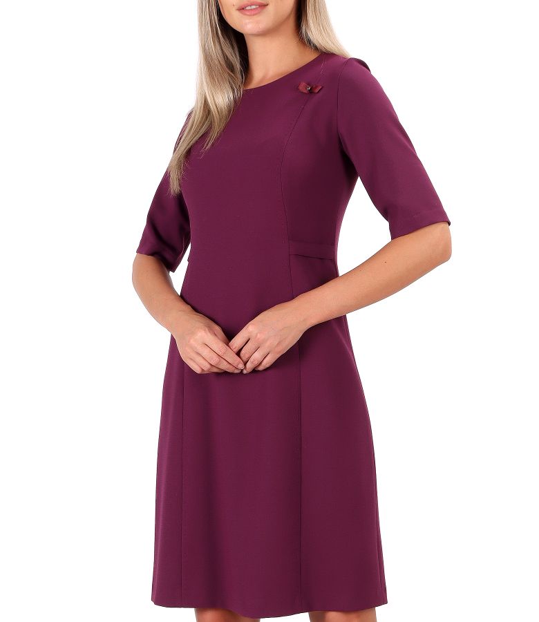 Flared office dress with decorative stitching