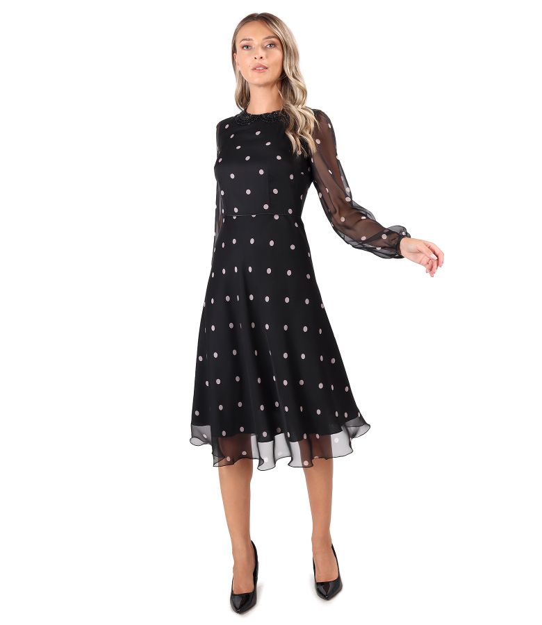 Polka dot printed veil dress