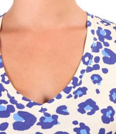 Printed viscose elastic jersey blouse