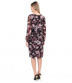 Printed veil dress with floral motifs