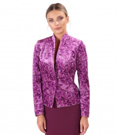 Elastic velvet jacket printed with floral motifs