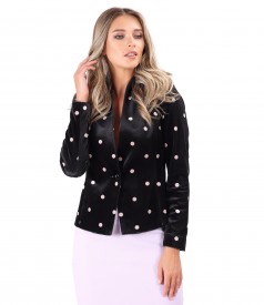 Elastic velvet jacket printed with dotts