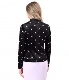 Elastic velvet jacket printed with dotts