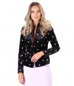 Elastic velvet jacket printed with dotts