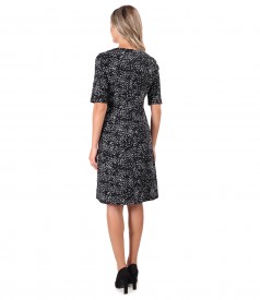 Flared office dress with bow at the decolletage