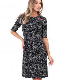 Flared office dress with bow at the decolletage