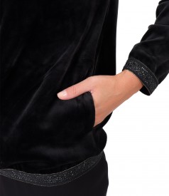 Sweatshirt made of elastic velvet