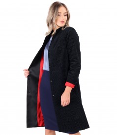 Printed cotton velvet overcoat