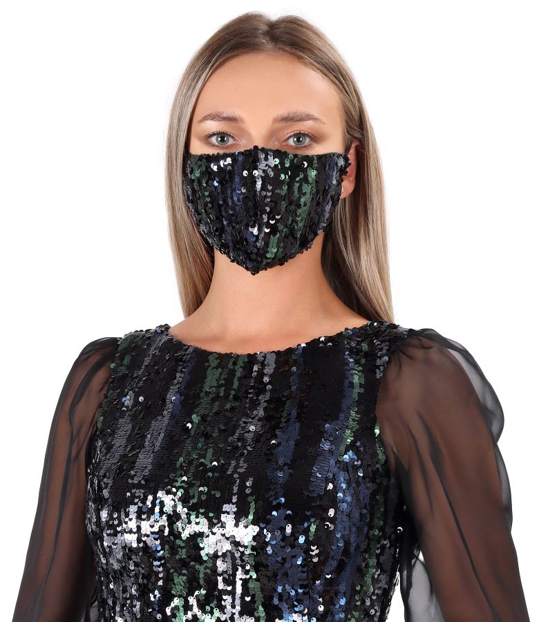 Reusable lace mask with sequins
