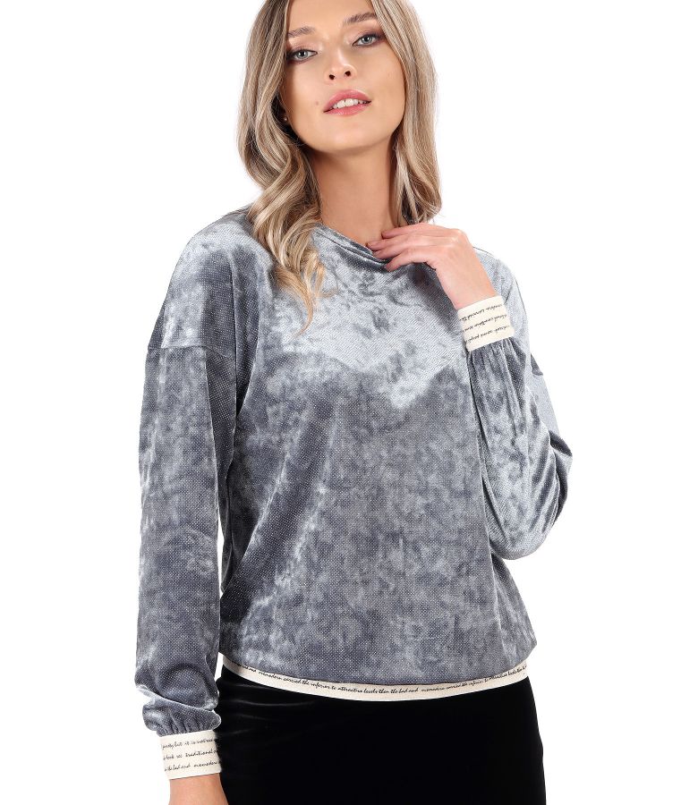 Shiny elastic velvet sweatshirt