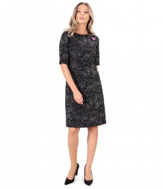 Flared office dress with bow at the decolletage