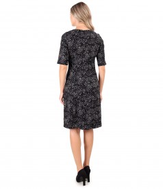 Flared office dress with bow at the decolletage