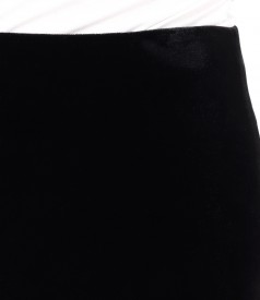 Black elastic velvet tapered skirt