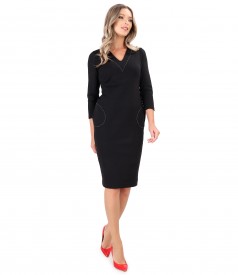 Midi office dress made of thick elastic jersey