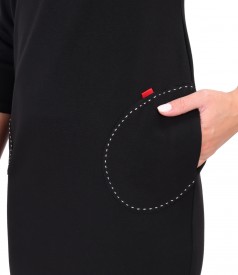 Midi office dress made of thick elastic jersey