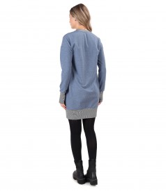 Elastic cotton sweatshirt dress with front pocket