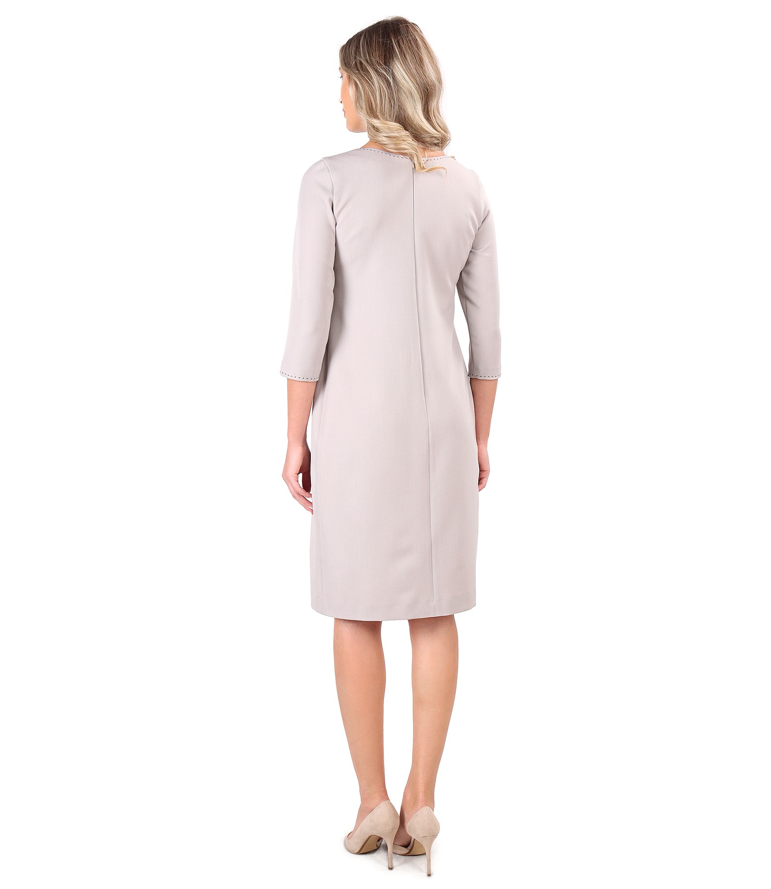 Elastic fabric dress decorated with multicolored elastic