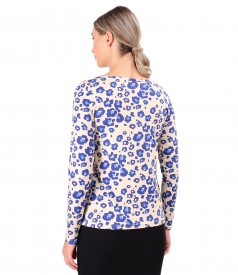 Printed viscose long-sleeved blouse