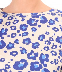 Printed viscose long-sleeved blouse