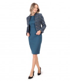 Multicolored jacket with thick elastic jersey office dress