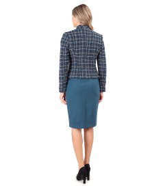 Multicolored jacket with thick elastic jersey office dress