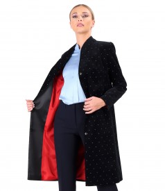 Flowers printed cotton velvet overcoat