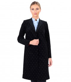 Flowers printed cotton velvet overcoat