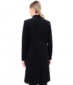 Flowers printed cotton velvet overcoat