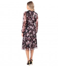 Digital floral printed veil dress